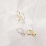 925 Silver Small Huggie Hoop Earrings Crystals CZ Stone Drop Charms