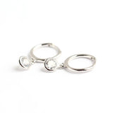 925 Silver Small Huggie Hoop Earrings Crystals CZ Stone Drop Charms