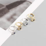 925 Sterling Silver Tiny Huggie Hoops Earrings with Eye Charm