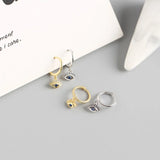 925 Sterling Silver Tiny Huggie Hoops Earrings with Eye Charm