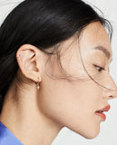 925 Silver Star Charms Hoop Earrings with Sparkly Crystals Zircon Stones