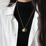 925 Silver Sun & Moon Necklace Crescent Moon Jewelry Long Sweater Chain