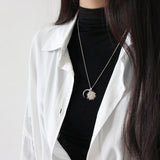925 Silver Sun & Moon Necklace Crescent Moon Jewelry Long Sweater Chain