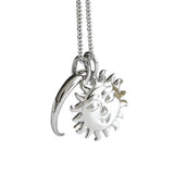 925 Silver Sun & Moon Necklace Crescent Moon Jewelry Long Sweater Chain