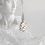 925 Silver Sun & Moon Necklace Crescent Moon Jewelry Long Sweater Chain