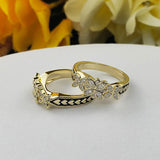 Hawaiian Plumeria Flower CZ Zircon Wedding Band for Men or Women