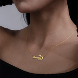 Dainty Heart Pendant Necklace Personalized ID Choker Stainless Steel