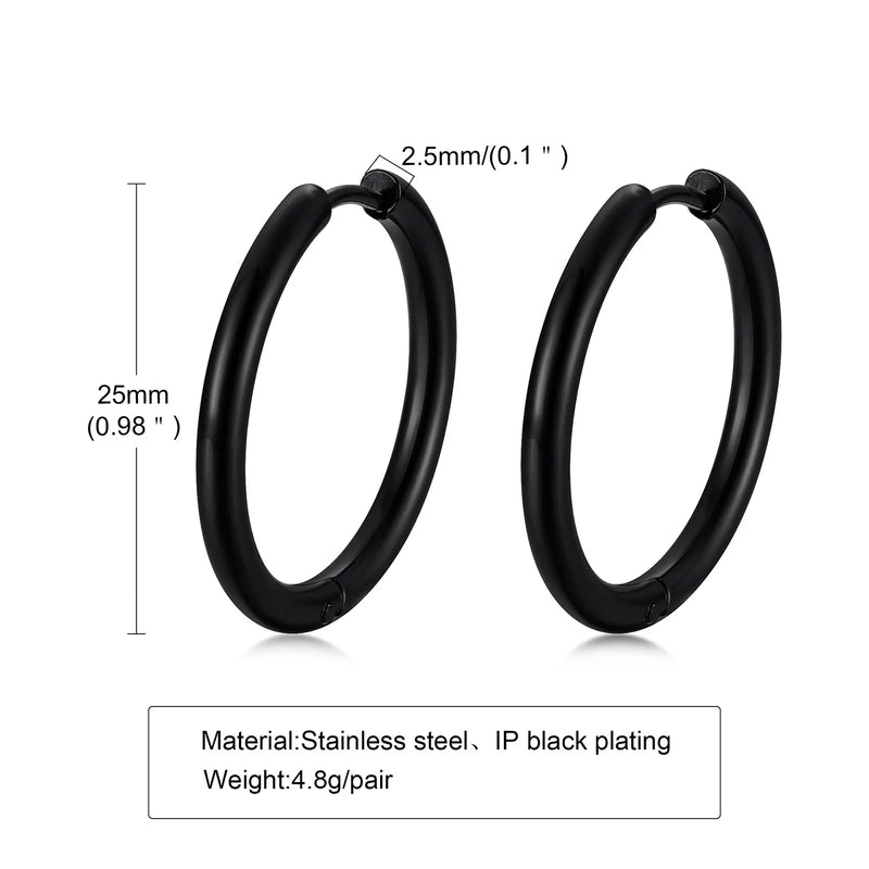 Dainty Hoop Earrings, Stainless Steel, 11mm, 20mm, 25mm