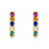 925 Silver Rainbow Gemstone Bar Stud Earrings Women Party Gift