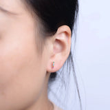 925 Silver Rainbow Gemstone Bar Stud Earrings Women Party Gift