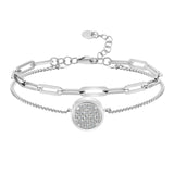Initial Paperclip Chain Bracelet Heart Pendant Stainless Steel Jewelry