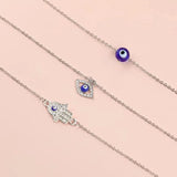 Layered Evil Eye & Hamsa Necklace Set - Lucky Protection Gift