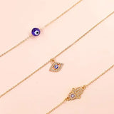 Layered Evil Eye & Hamsa Necklace Set - Lucky Protection Gift