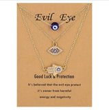 Layered Evil Eye & Hamsa Necklace Set - Lucky Protection Gift
