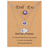 Layered Evil Eye & Hamsa Necklace Set - Lucky Protection Gift