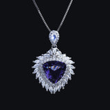 Purple/Yellow Triangle Zircon Necklace Girl Birthday Gift Jewelry