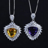 Purple/Yellow Triangle Zircon Necklace Girl Birthday Gift Jewelry