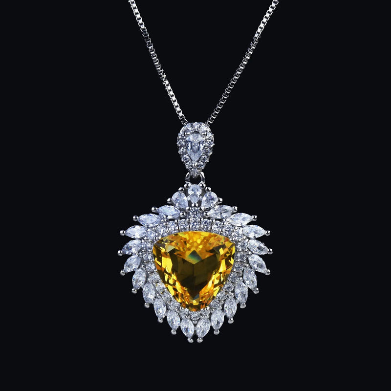 Purple/Yellow Triangle Zircon Necklace Girl Birthday Gift Jewelry