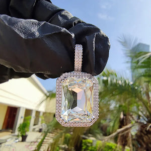 Bezel Birthstone Pendant Necklace Iced Out CZ Gemstone Pendant Chain