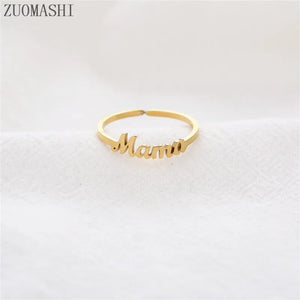 Custom Name Ring Adjustable Mama Letter Ring Gift For Mama Mom