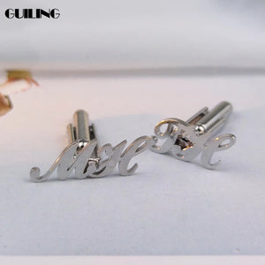 Personalized Letter Cufflinks Initial Twins Stainless Steel Jewelry