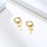 Cross Charm Huggie Hoop Earrings for Men Women