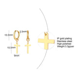 Cross Charm Huggie Hoop Earrings for Men Women