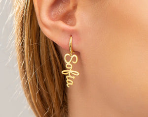 Personalized Name Earring, Stainless Steel, Gift for Her