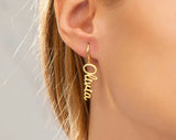 Personalized Name Earring, Stainless Steel, Gift for Her