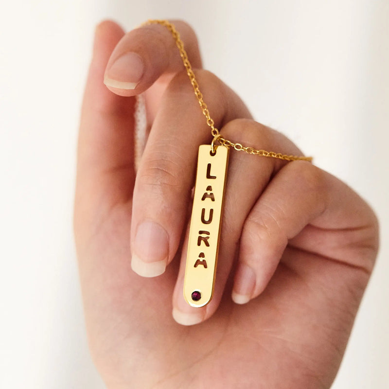 Personalized Name Necklace with Birthstone - Gift for Her