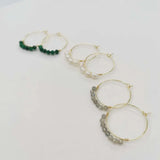 Natural Gemstones Earrings: Pearl Malachite Labradorite Moonstone Hoops