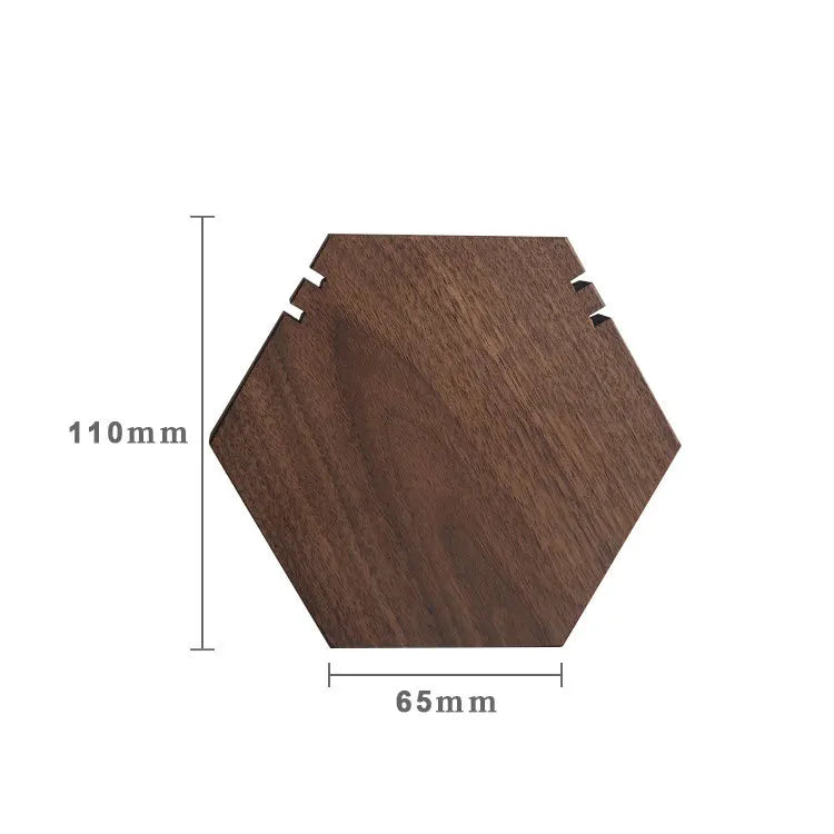 Natural Walnut Wood Necklace Display Stand Geometric Hexagon Jewelry