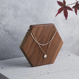 Natural Walnut Wood Necklace Display Stand Geometric Hexagon Jewelry
