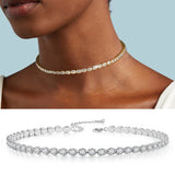 Dainty Oval Crystal Tennis Choker Necklace for Women