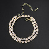 Dainty Oval Crystal Tennis Choker Necklace for Women