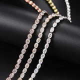 Dainty Oval Crystal Tennis Choker Necklace for Women