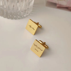 Personalized Stainless Steel Text Logo Cufflinks Pair for Men