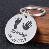 Personalized Baby Handprint Footprint Round Keychain