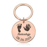 Personalized Baby Handprint Footprint Round Keychain