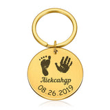Personalized Baby Handprint Footprint Round Keychain
