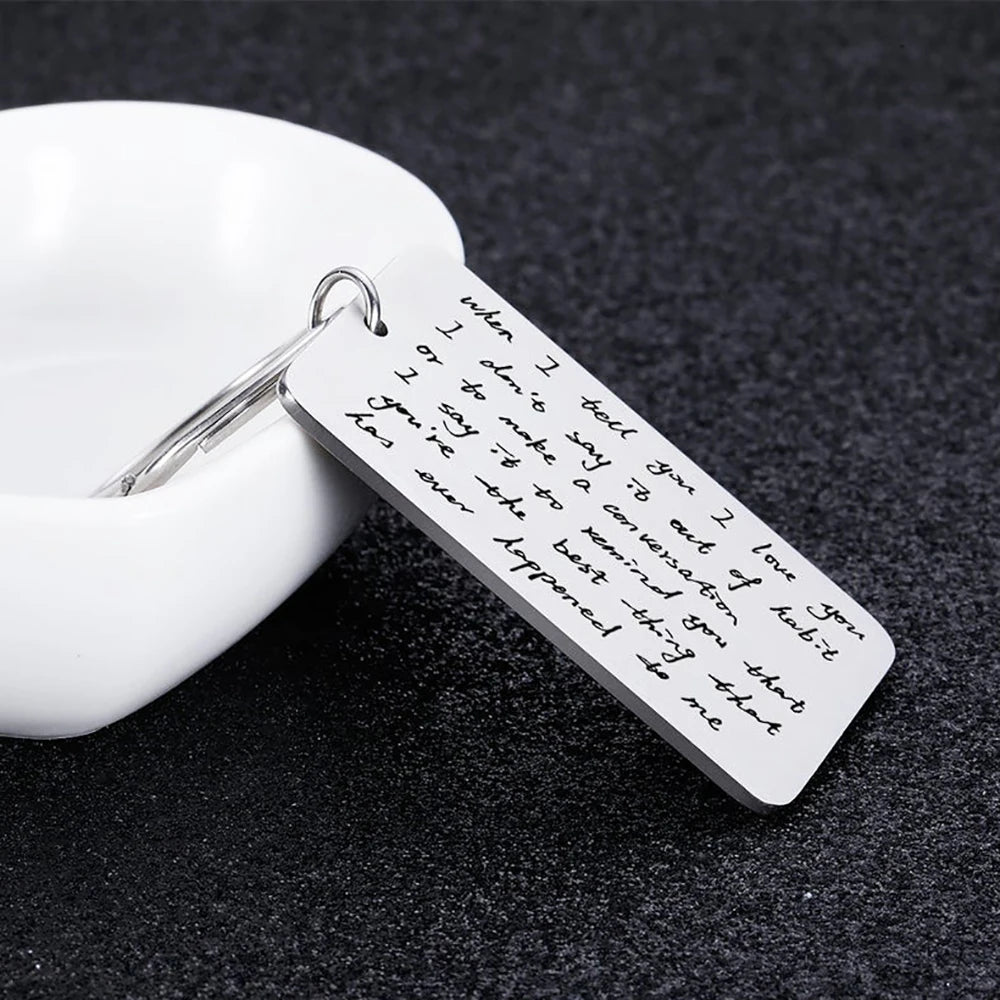 Personalized Handwritten Text Tag Key Chain - Family Gift