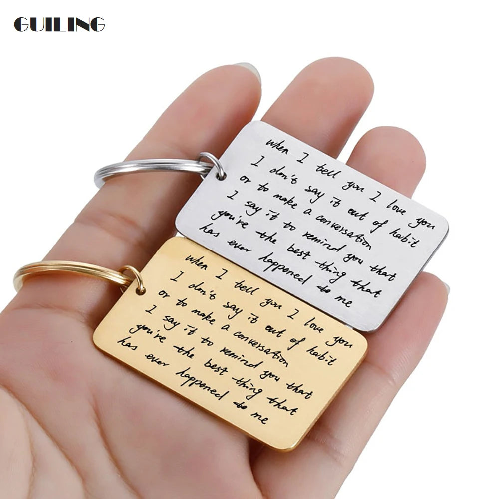 Personalized Handwritten Text Tag Key Chain - Family Gift
