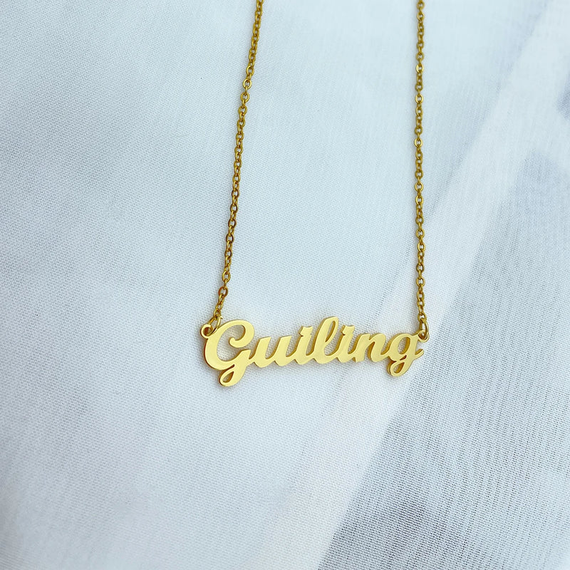 Personalized Name Pendant Necklace Stainless Steel Chain Women Jewelry Gift