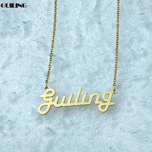 Custom Nameplate Pendant Women Name Chain Necklace Choker Jewelry