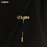 Personalized Name Collar Pin Brooch Men Stainless Steel Jewelry