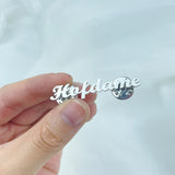 Personalized Name Brooch Lapel Buckle Stainless Steel Nameplate Collar Pins
