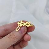 Personalized Name Brooch Lapel Pins Stainless Steel Nameplate Pendant