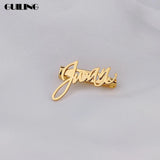 Personalized Name Brooch Lapel Pins Stainless Steel Nameplate Pendant