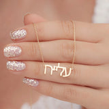 Hebrew Name Necklace Personalized Charm Pendant Women Stainless Steel Jewelry