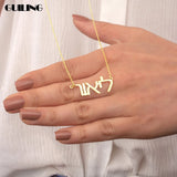 Hebrew Name Necklace Personalized Charm Pendant Women Stainless Steel Jewelry